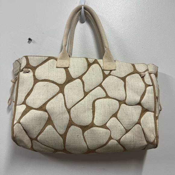 Nordstrom Burlap Giraffe Print Tote Farmers Market Bag - Picture 1 of 8